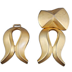 Alexis Kirk Flared Loop Brass Belt Buckle Gold Vintage